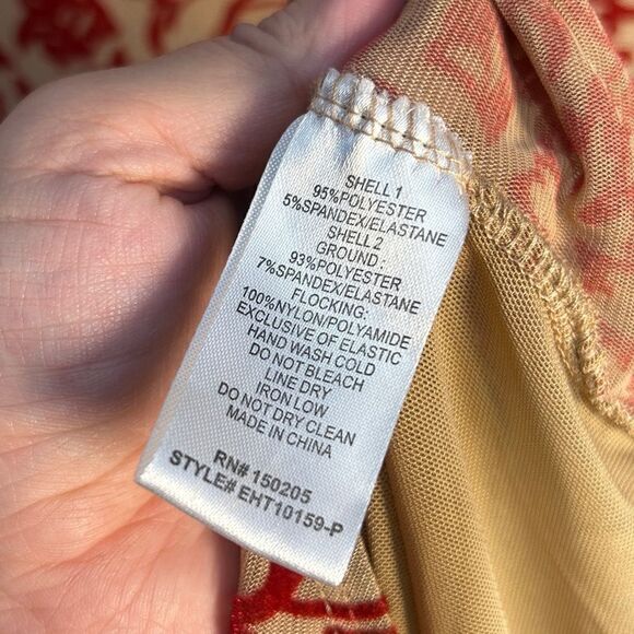 5 for $25🔥Forever 21+ Red Velvet & Tan Sheer Bodysuit 3X - Picture 7 of 8